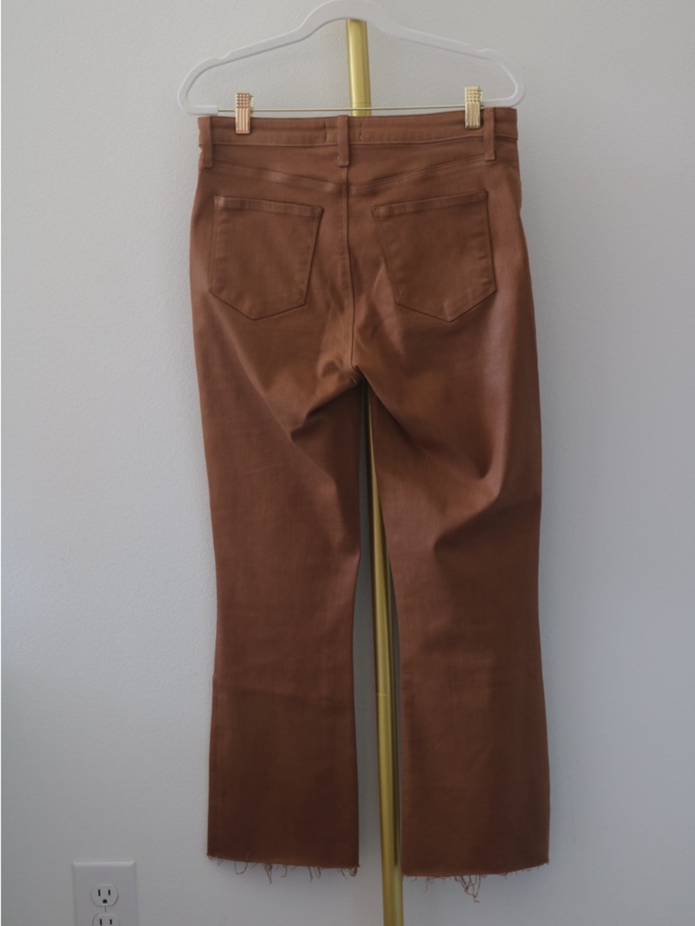 L’AGENCE Kendra High Rise Flare Cropped Jean in Java Coated Size 29 - Picture 2 of 6